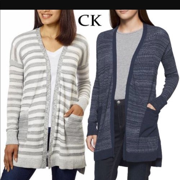 NWT CALVIN KLEIN HIGH LOW LONG CARDIGAN - Picture 2 of 5