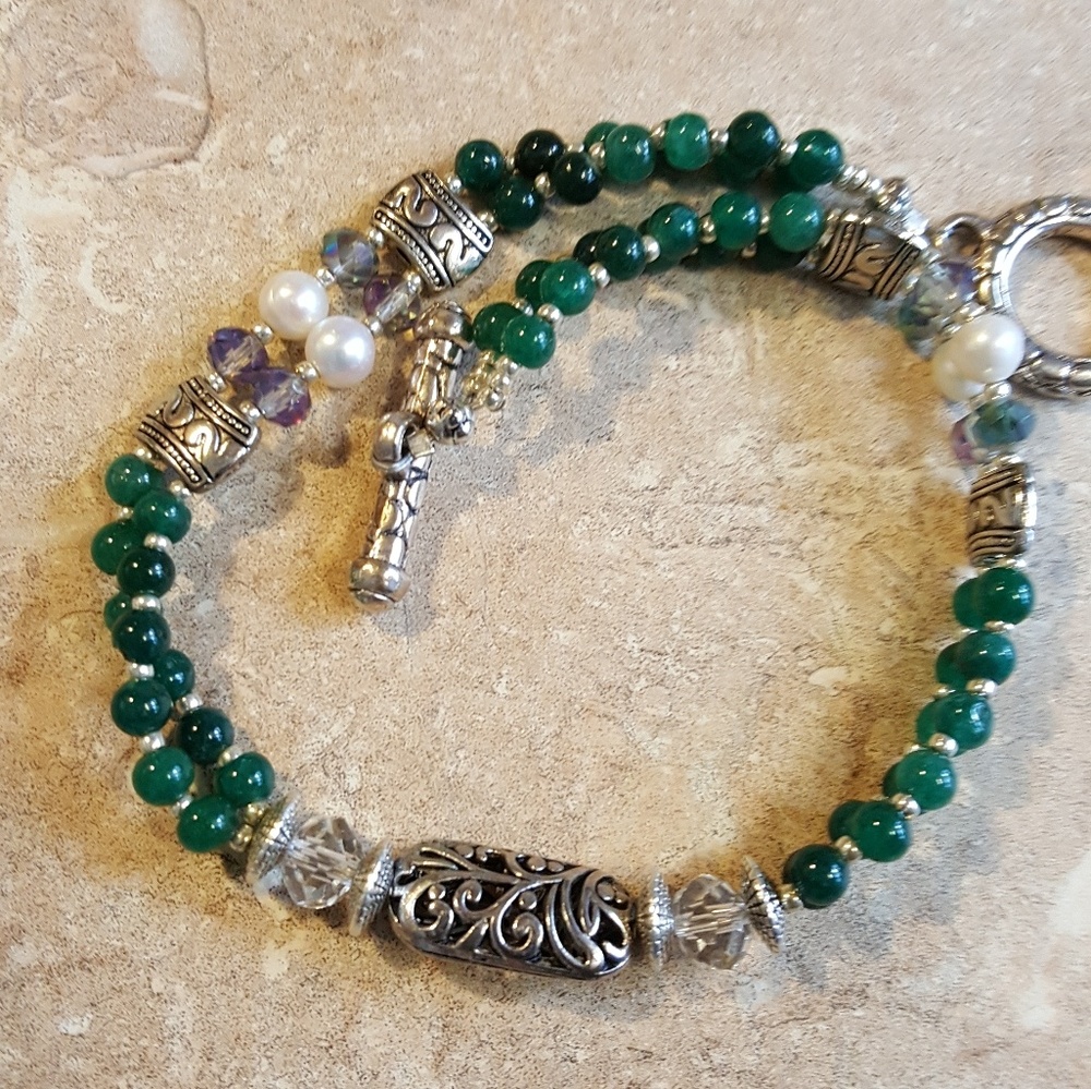 SOLD! Natural Indian Emerald Plus-Sized Anklet