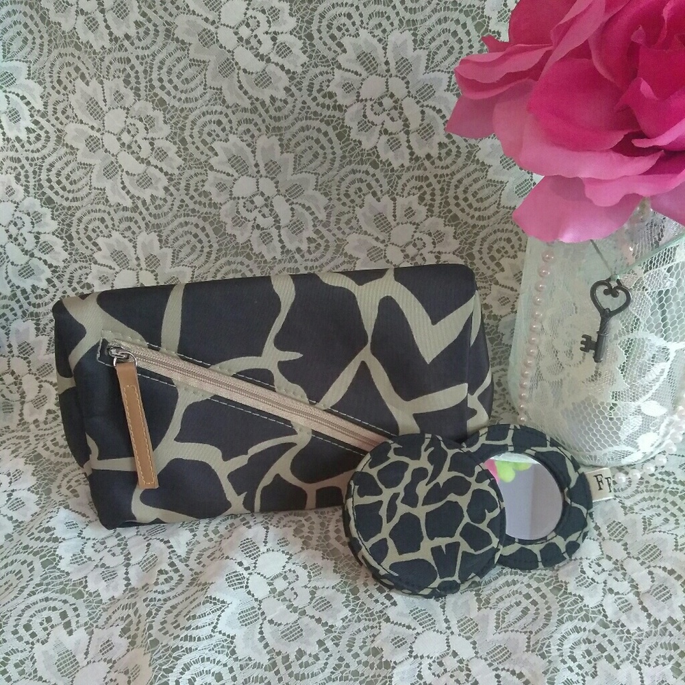 Animal Print Makeup Pouch and Mirror
