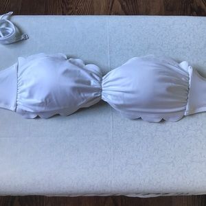 Scalloped white bikini top