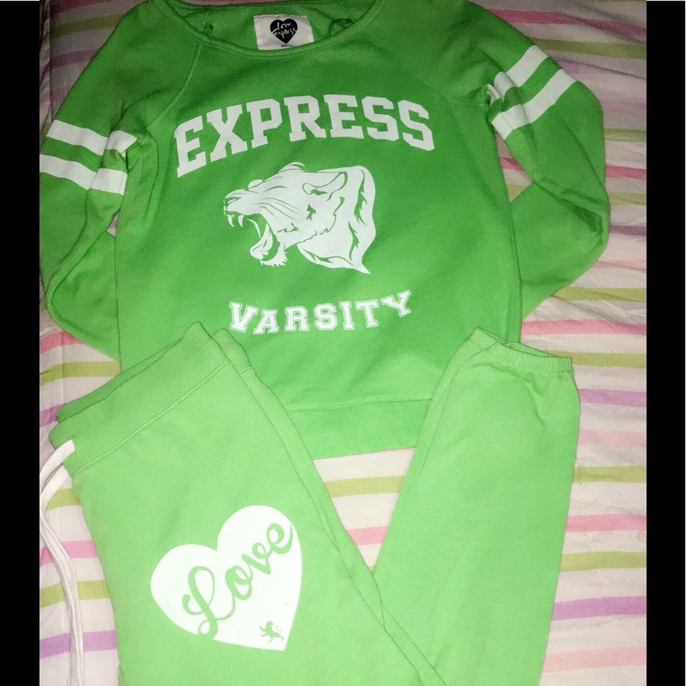 2pcs green jogging suit