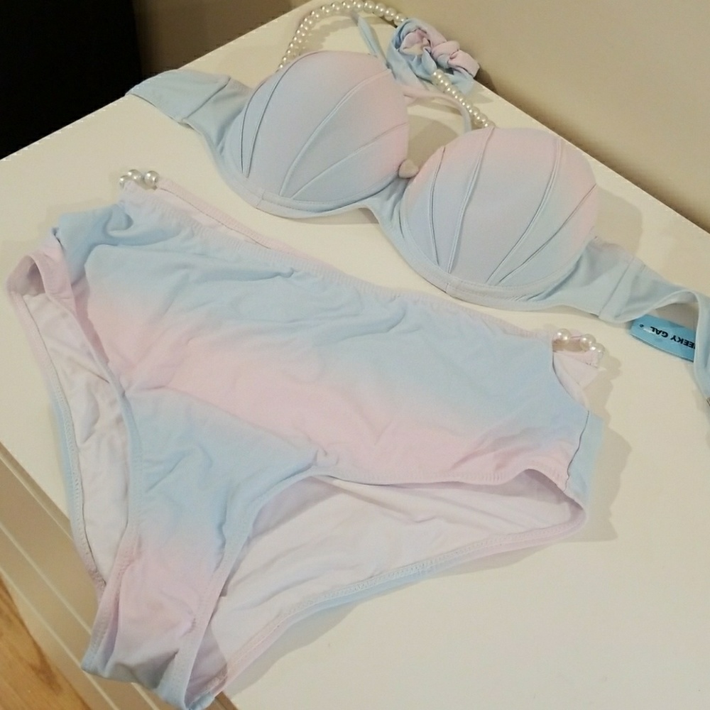 Mermaid high waisted 2 piece bathing suit