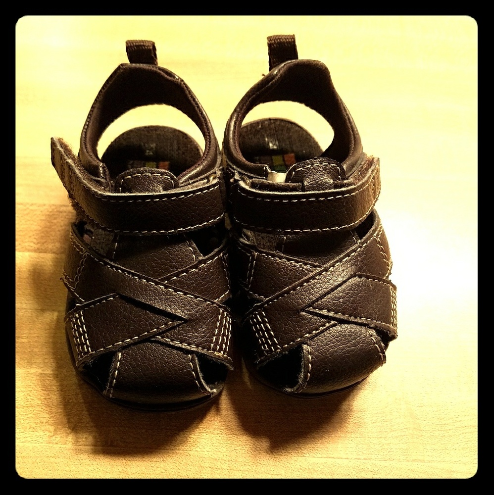 Little boy brown leather sandals