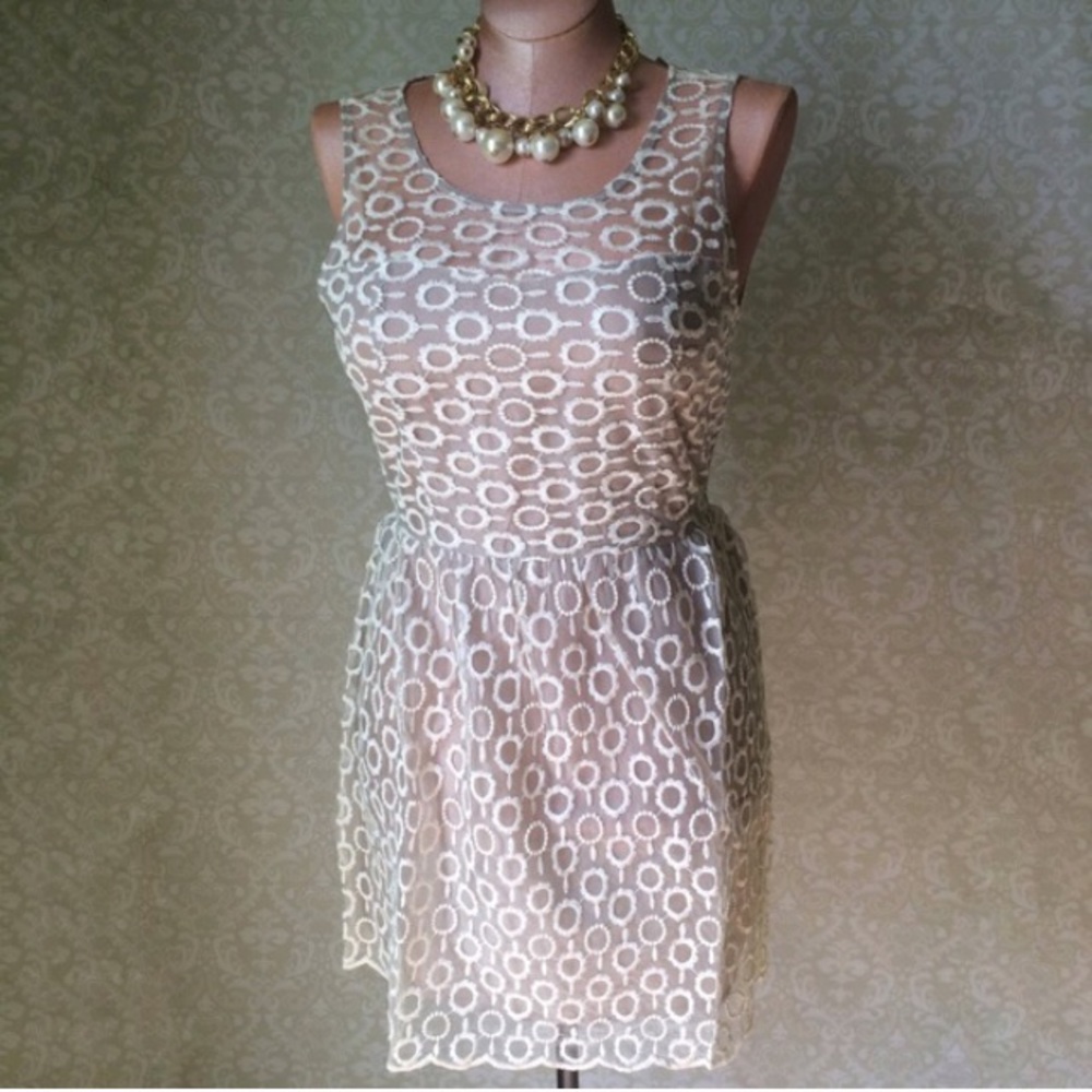 Ivory/taupe overlay dress ✨Host Pick✨