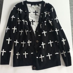 Black and white cardigan sweater