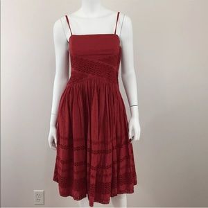 Viola Anthropologie 6 Red Cotton Cris Cross dress
