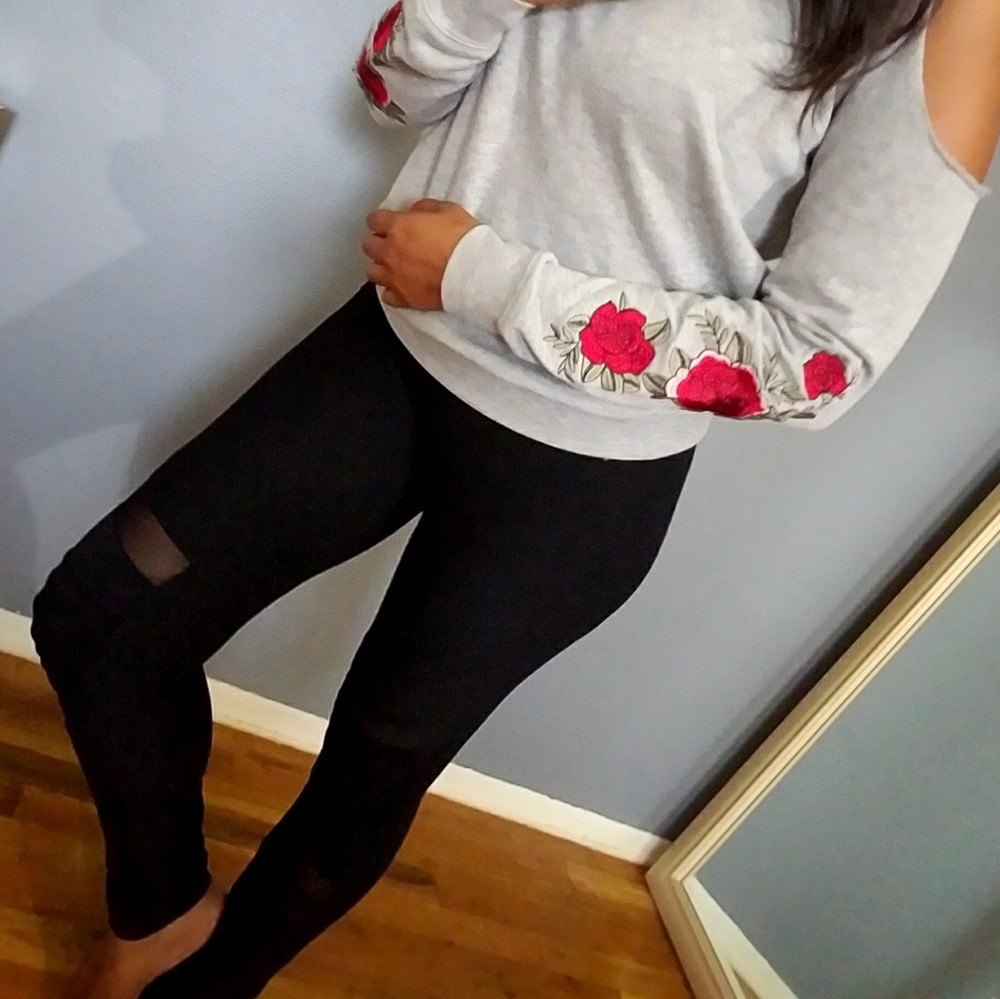šBLACK MESH MOTTO LEGGINGS - Picture 2 of 3