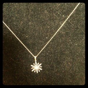 Sterling silver and diamond snowflake necklace
