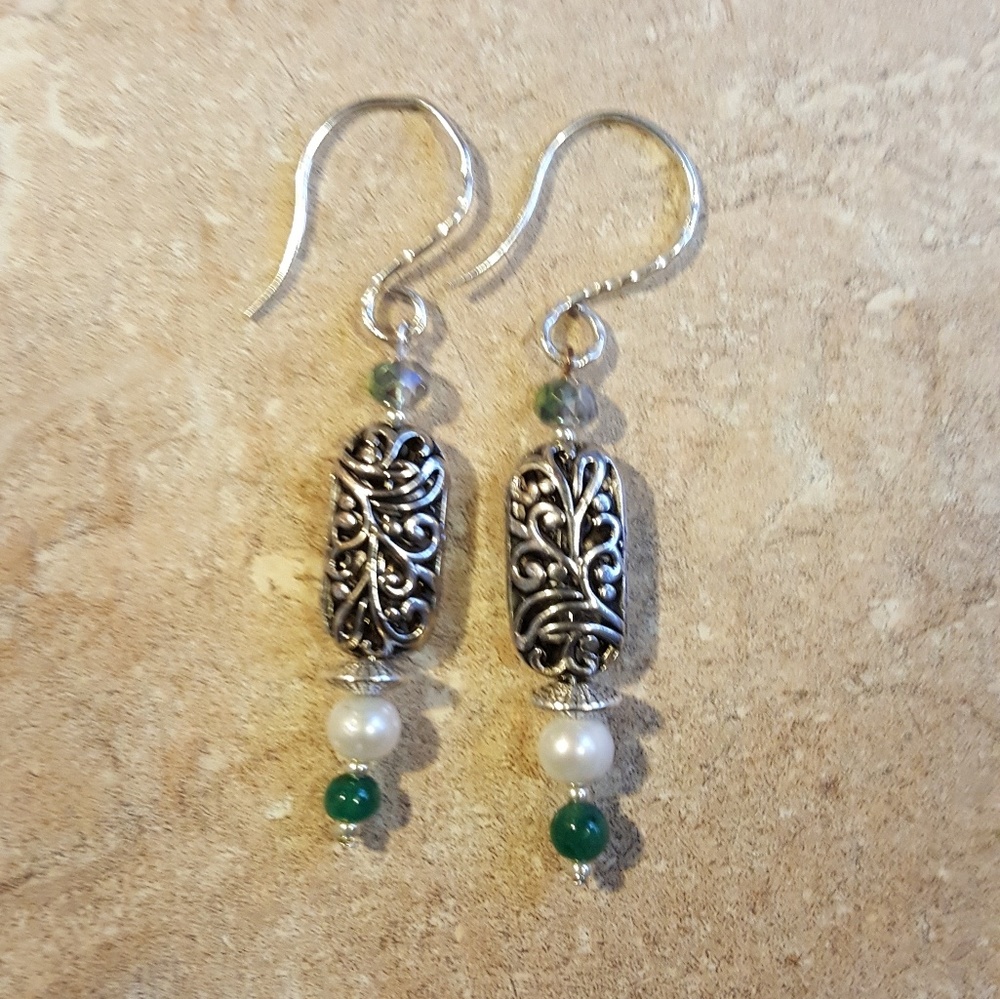 SOLD! Genuine Indian Natural Emerald Earrings