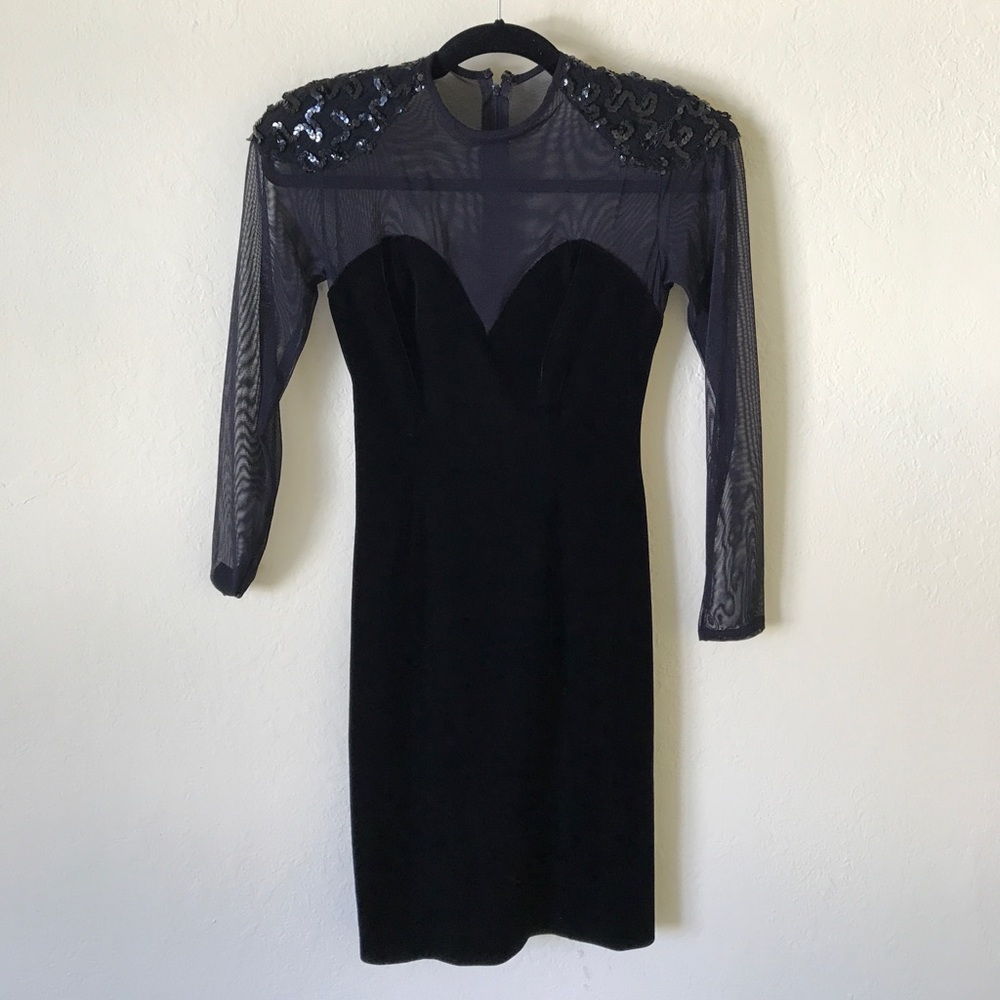 Velvet, sequins, and mesh 80s/90s dress size 2 4