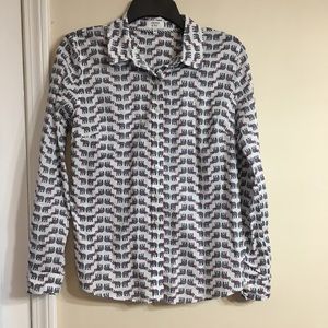 Crown & Ivy buttton down shirt, size XS elephants