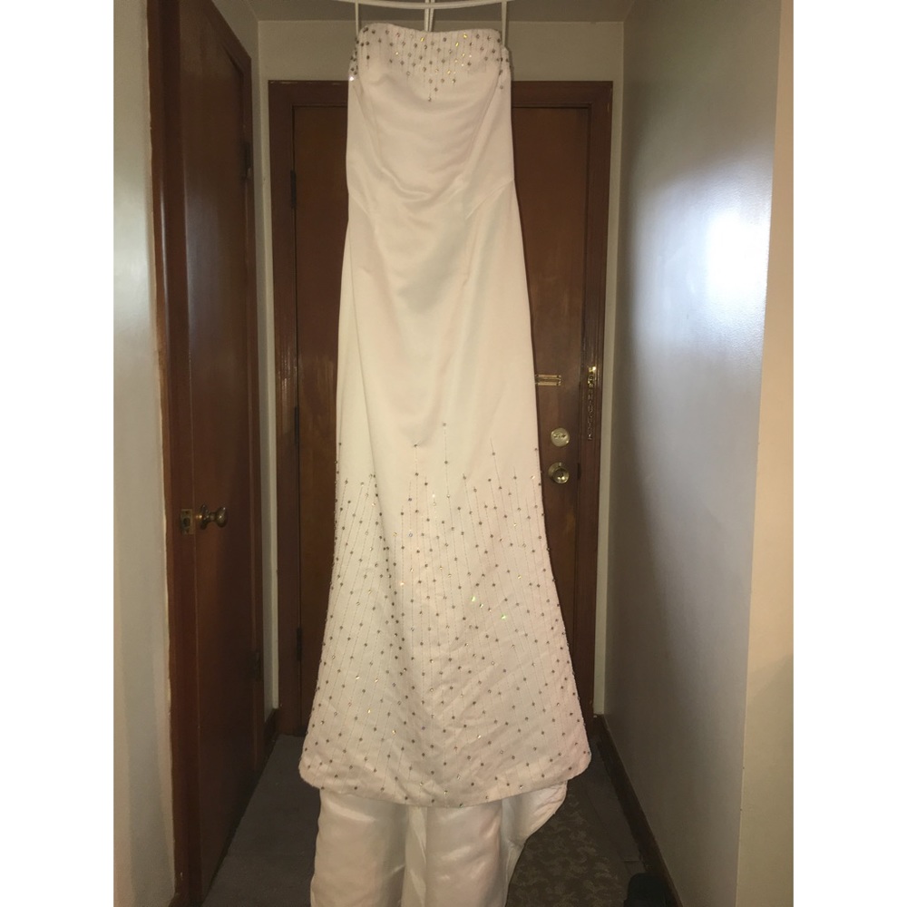 Jovani white strapless prom dress