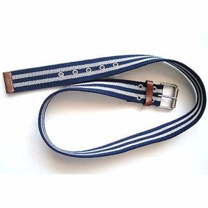 White & Blue Striped Skinny Belt Fabric