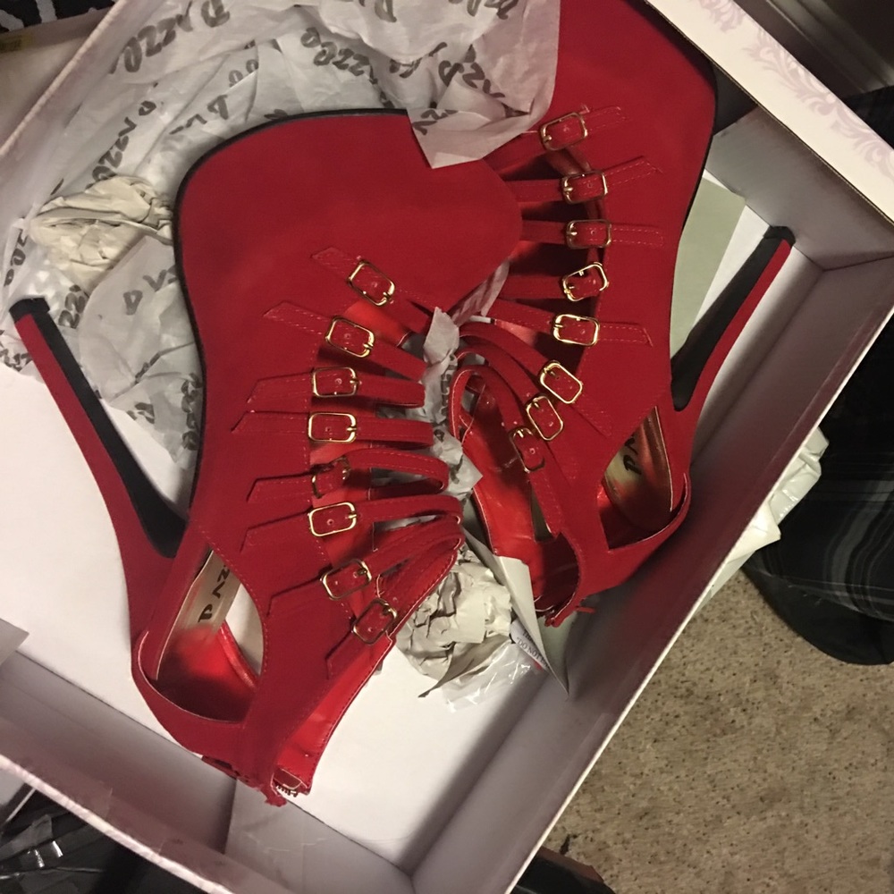 Red strapped high heel