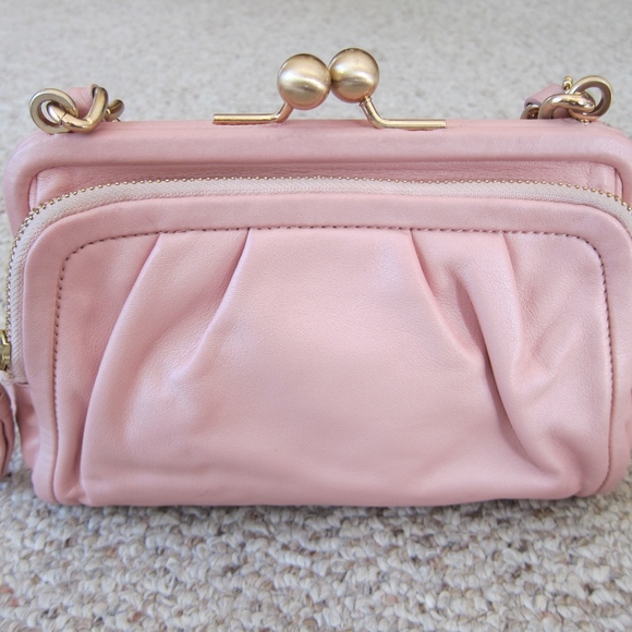 Vintage Coach Parker Handbag with Kiss Lock in Pearl Pink Leather - Picture 3 of 11