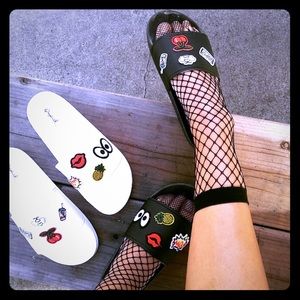 Black Patchwork Sandals