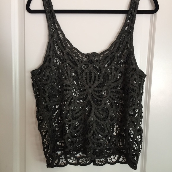 Lace Gray Crop Top - Picture 5 of 6