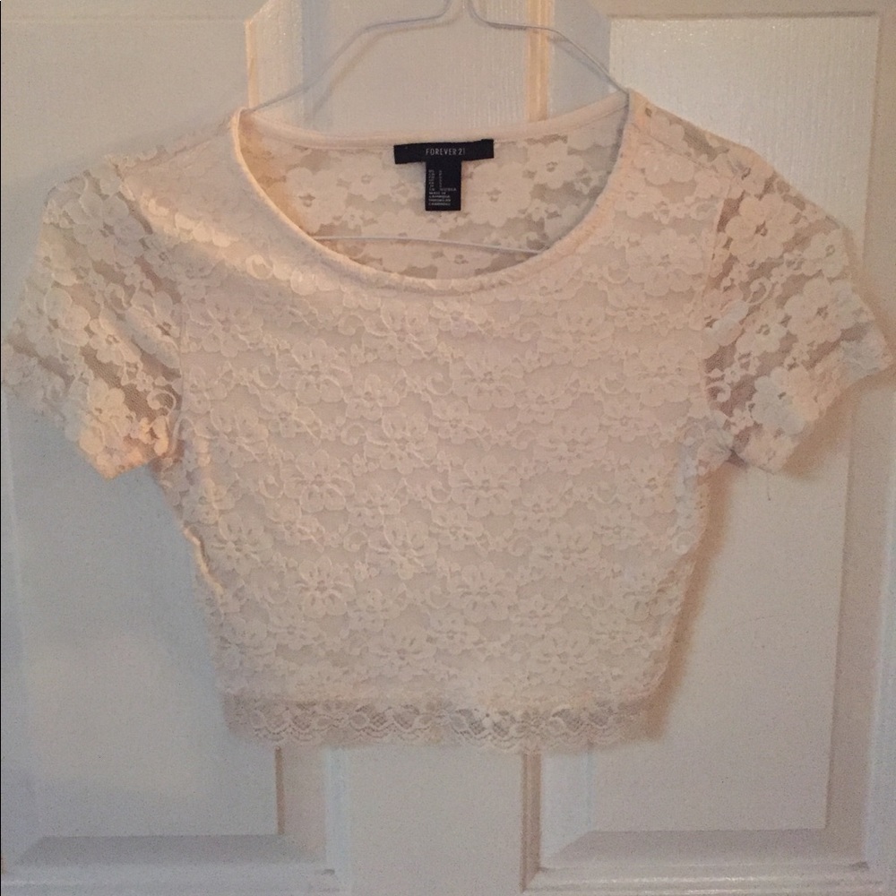 White lace crop top