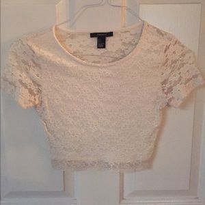 White lace crop top