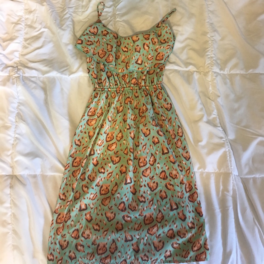 cheeta print flowy ruffle dress