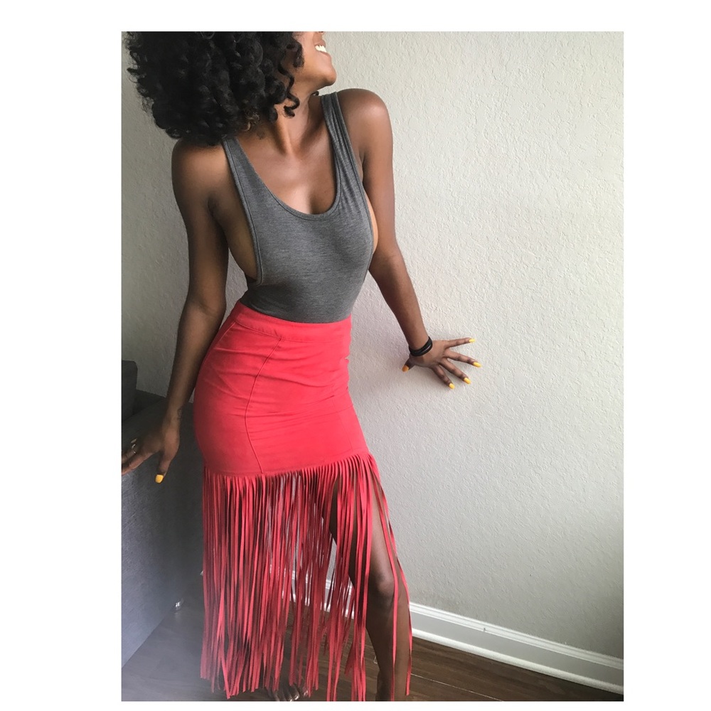Orange Fringe Skirt 🍊