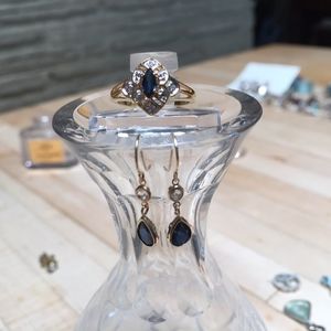 Sapphire ring and earring set