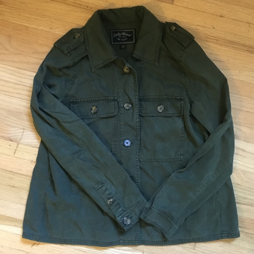 Lucky brand olive green button up
