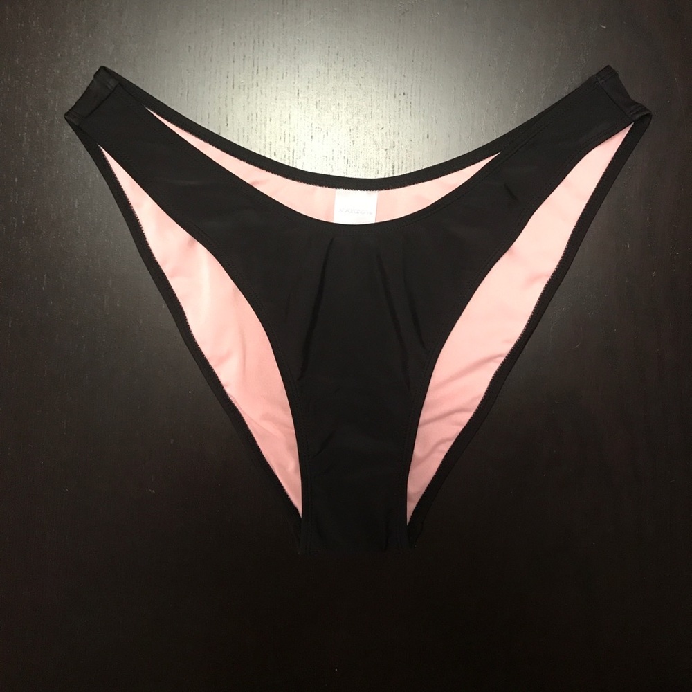 High-leg black bikini bottom