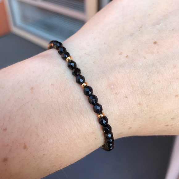 Metallic Beaded Om stretch Bracelet - Picture 7 of 8