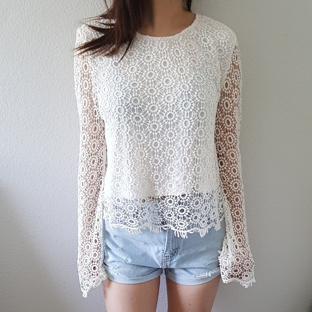 White Crochet Top