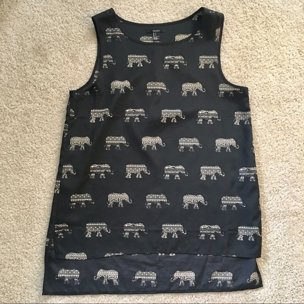 Forever 21 Geometric Elephant Print Tank Top