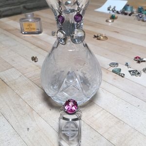 Pink and White Topaz Ring and Earring Set