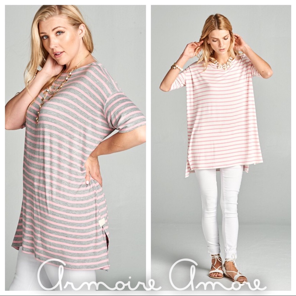 Gray Pink Stripe Dolman