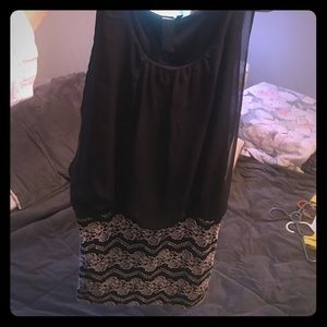 Black formal dress with skin tight bottom part