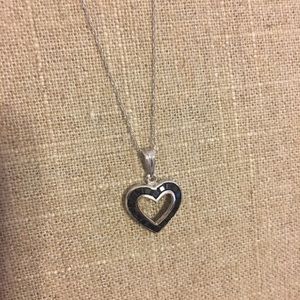 Sapphire Heart Pendant 10k White Gold Necklace