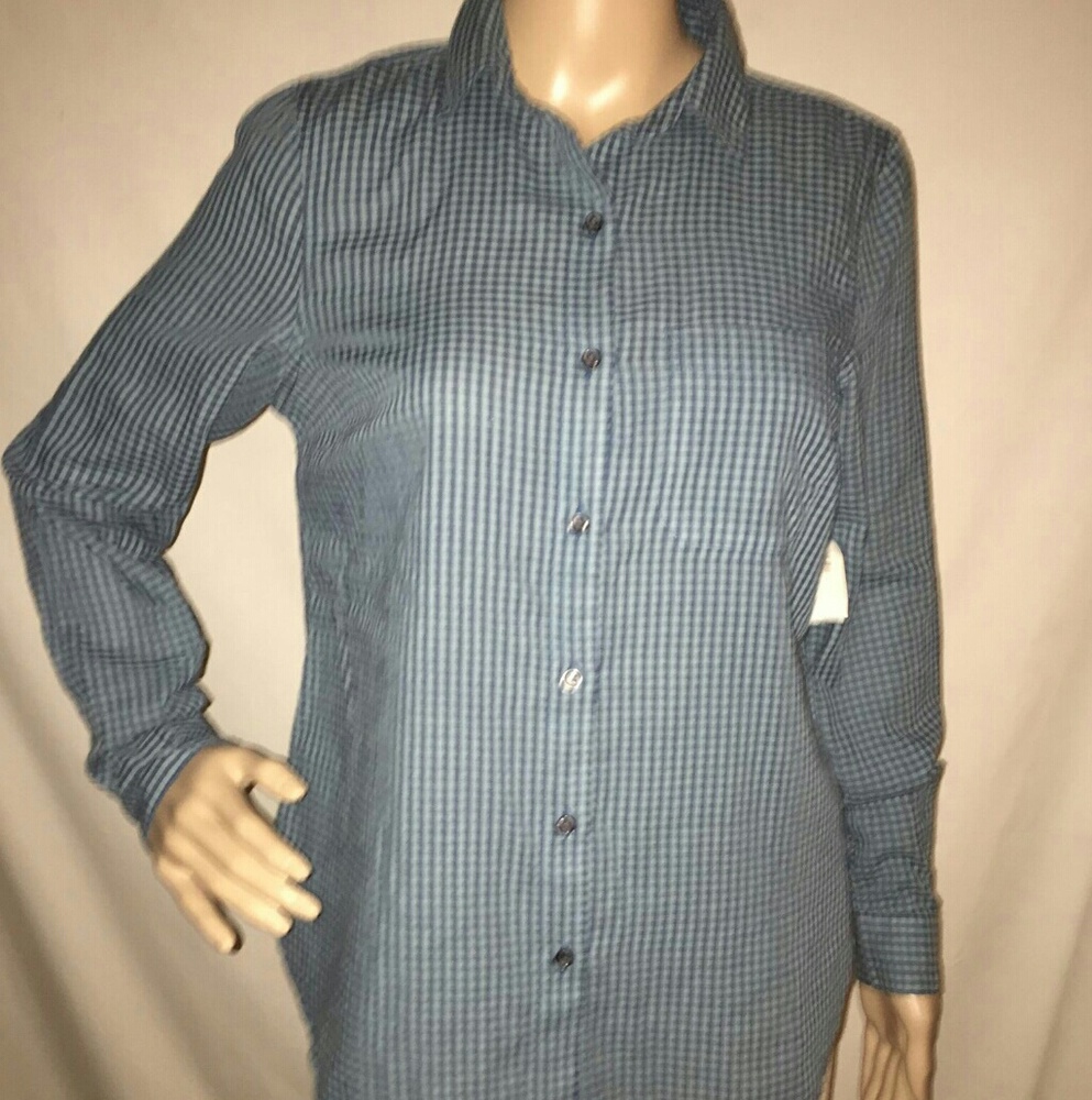 🆕 Womens Old Navy Blue Plaid Shirt Size Small NWT