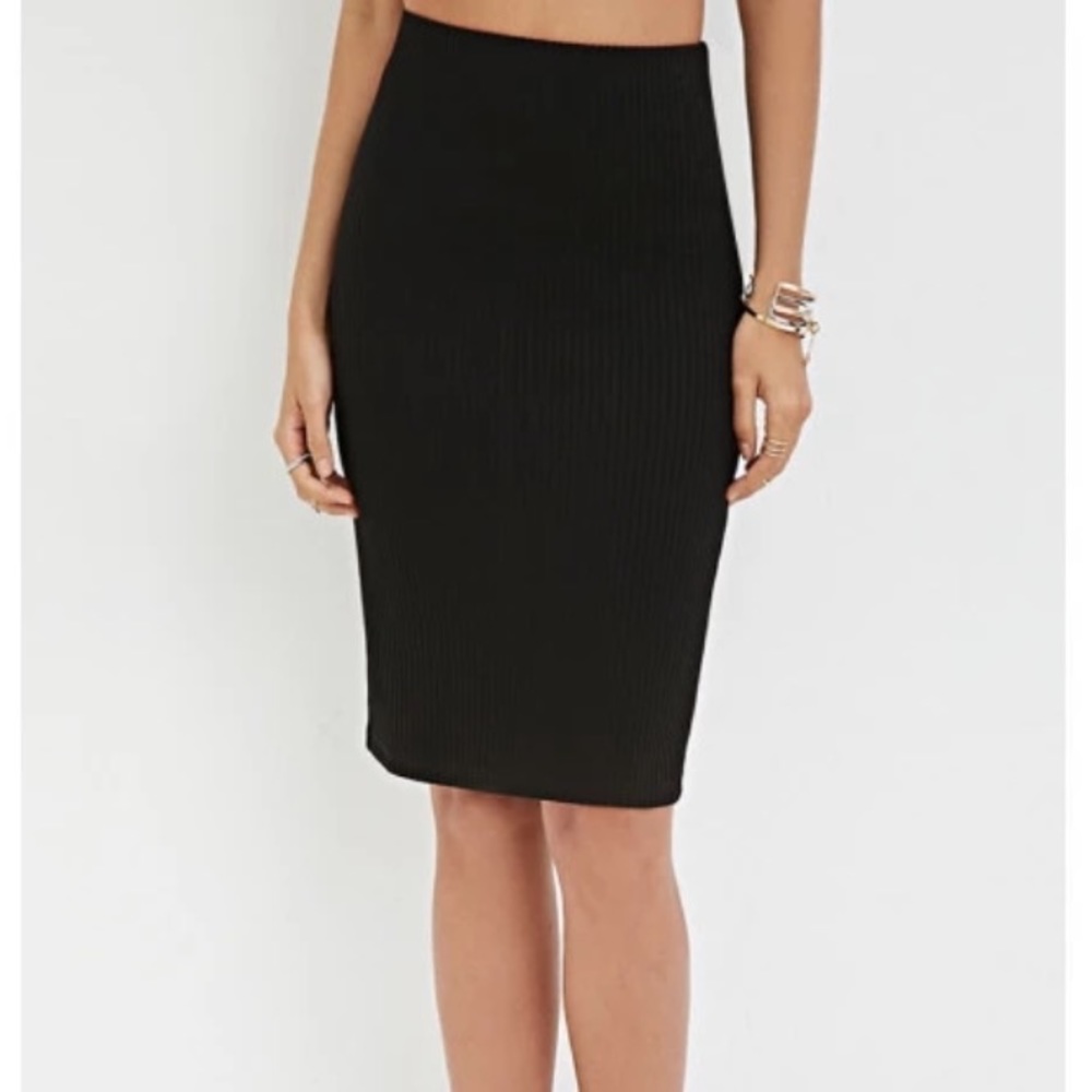 🕷 Little Black Ribbed Bodycon Pencil Skirt 🕷