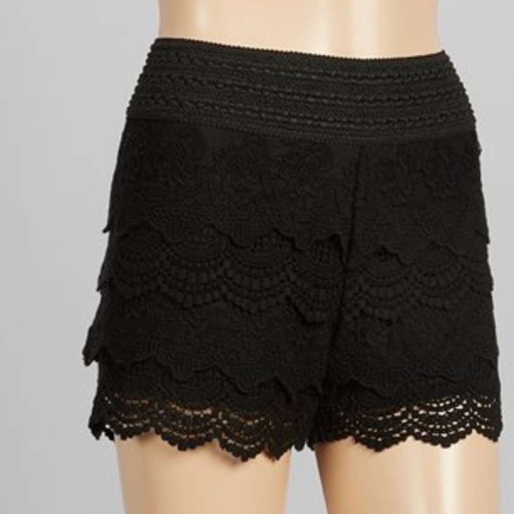Black Crochet Shorts