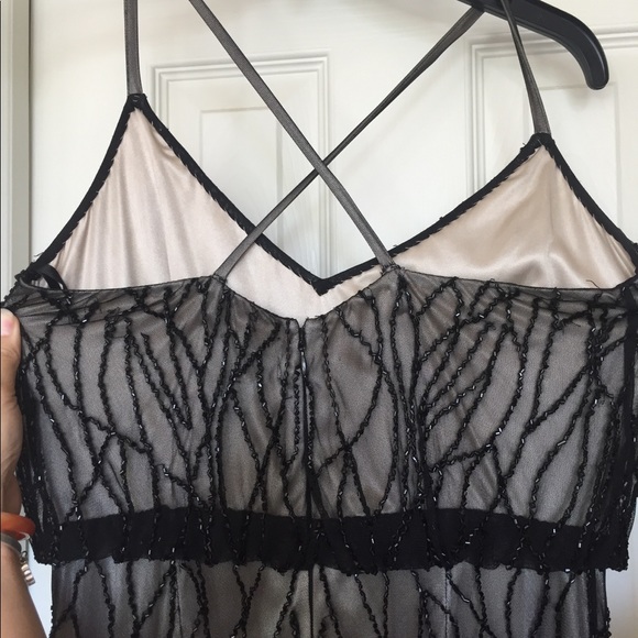 Adrianna Papell Beaded Blouson Gown (black & nude) - Picture 2 of 8