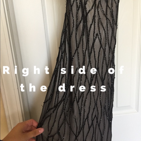 Adrianna Papell Beaded Blouson Gown (black & nude) - Picture 4 of 8