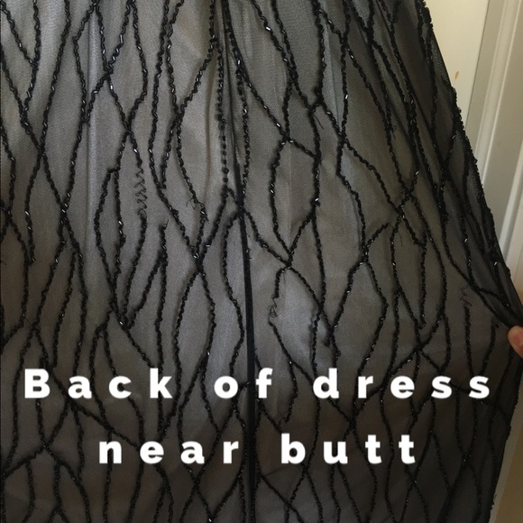 Adrianna Papell Beaded Blouson Gown (black & nude) - Picture 6 of 8