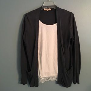 Charcoal LOFT Button Cardigan