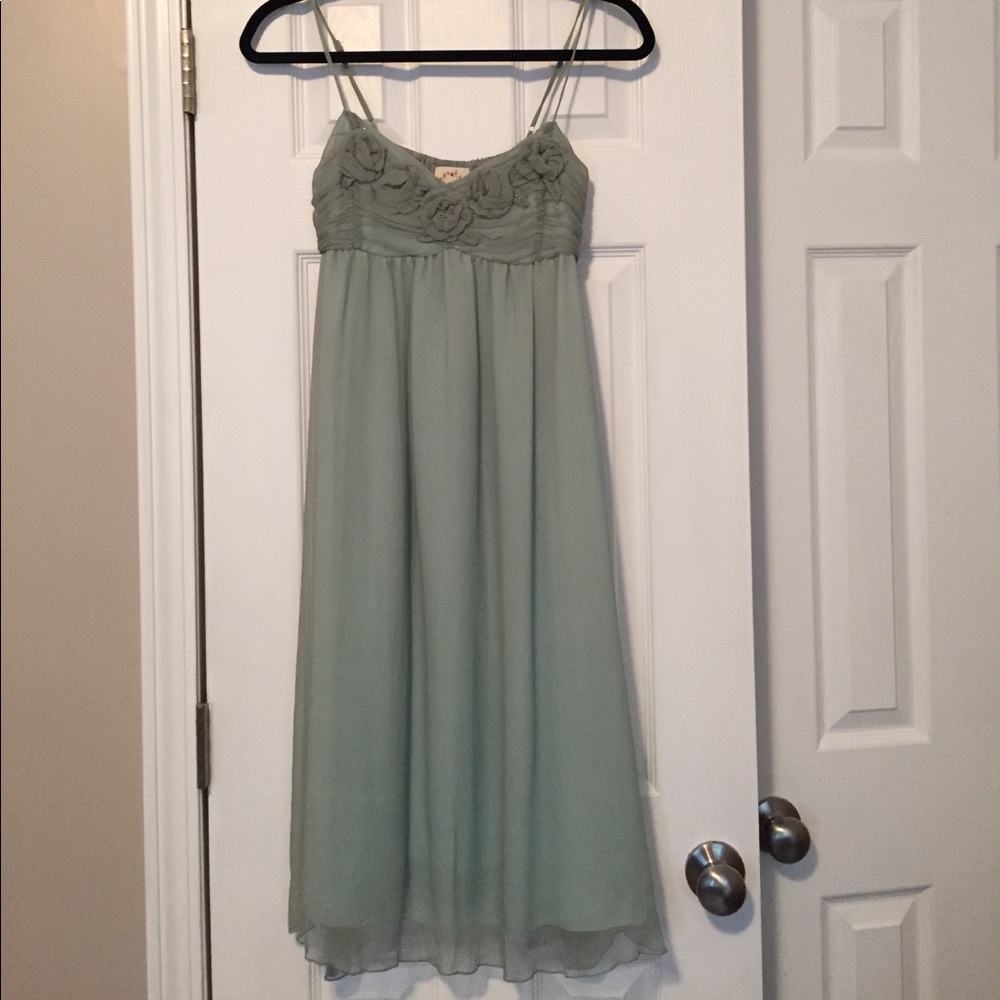 Green/baby blue summer flowy dress