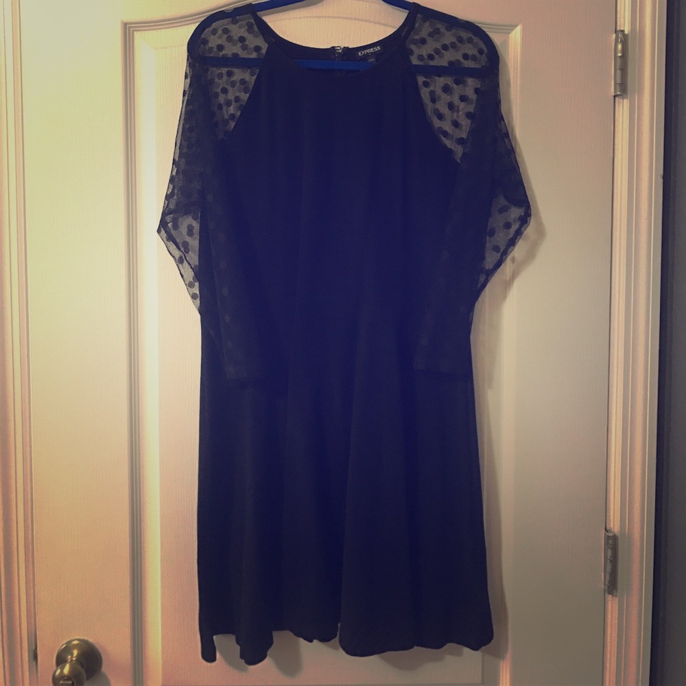 Black Express Dress w/ mesh sleeves