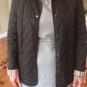 Brown Burberry Quilted coat size large