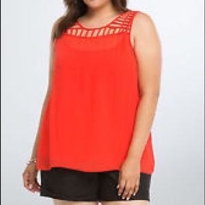 Red/Orange Chiffon Torrid Cage Tank