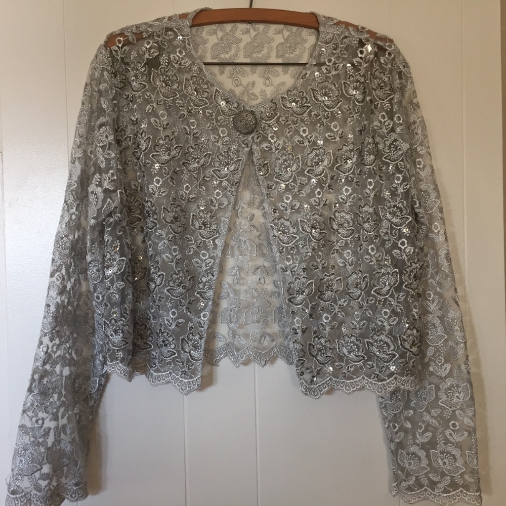 Gorgeous Vintage Silver Beaded Bolero