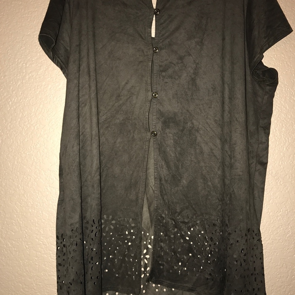 Olive green suede shirt