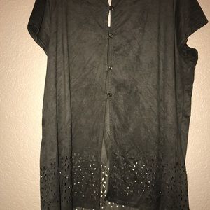 Olive green suede shirt