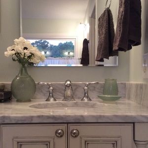 Milk glass inspired bath decor set